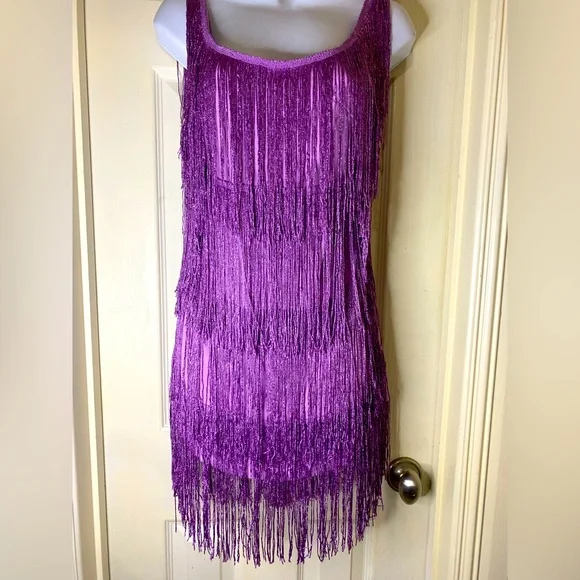 Sexy Style Backless Skirt Women Sleeveless Glitter Tassel Long Sling Dresses - Picture 3 of 7